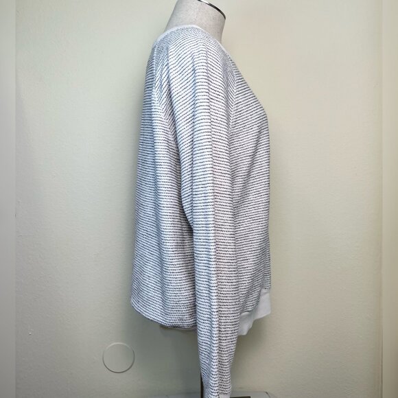 Universal Thread Cream and Grey Striped Long Sleeve Knit Sweatshirt Size Small - Picture 3 of 8